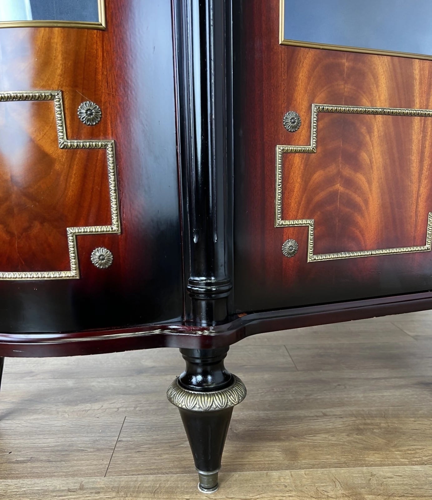 Cabinet Vintage French Style Empire Display Cabinet Marble Top Glass LOT 4977