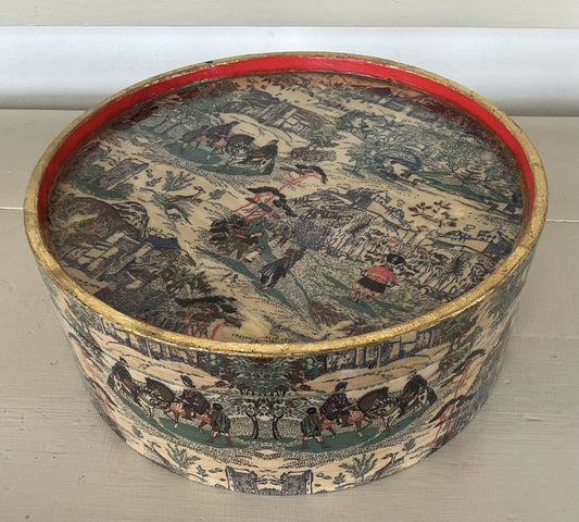 Decoupaged and lacquered bentwood box