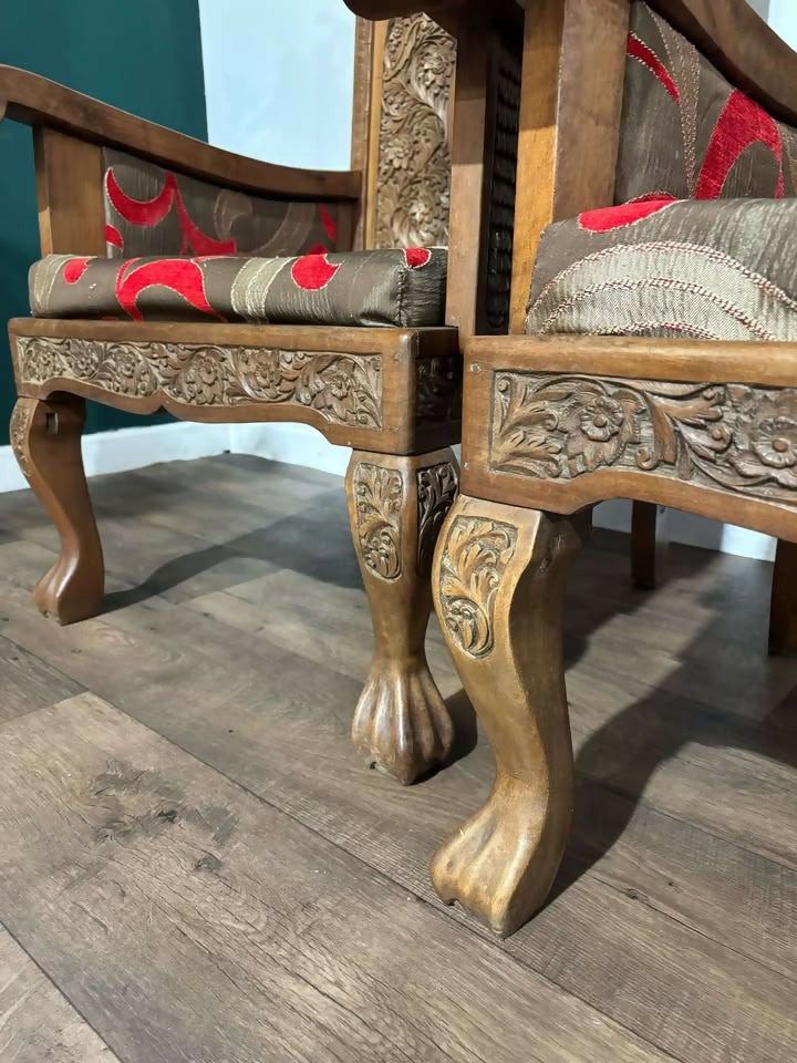 Kashmir Decoratively Carved Armchairsz