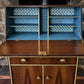 Art Deco Style Walnut Bureau/Writing Desk with Teal & Gold Interior