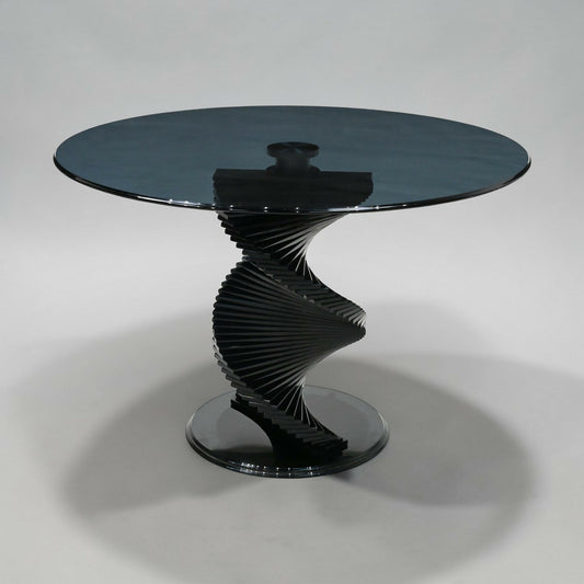 Round Glass Dining Table Designer Black Tint Glass 42" Diameter FREE UK Delivery