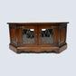 Old Charm TV Stand Linenfold Leaded Glass Doors Tudor Brown FREE UK Delivery