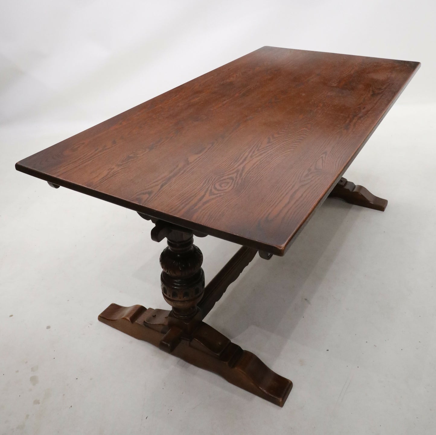 Old Charm Wood Bros Sovereign Dining Table in Tudor Brown Solid FREE UK Delivery. SBR8854/2902D