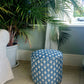 Circular Drum Stool / Ottoman. Newly Reupholstered in a Great Quality Belgium Linen