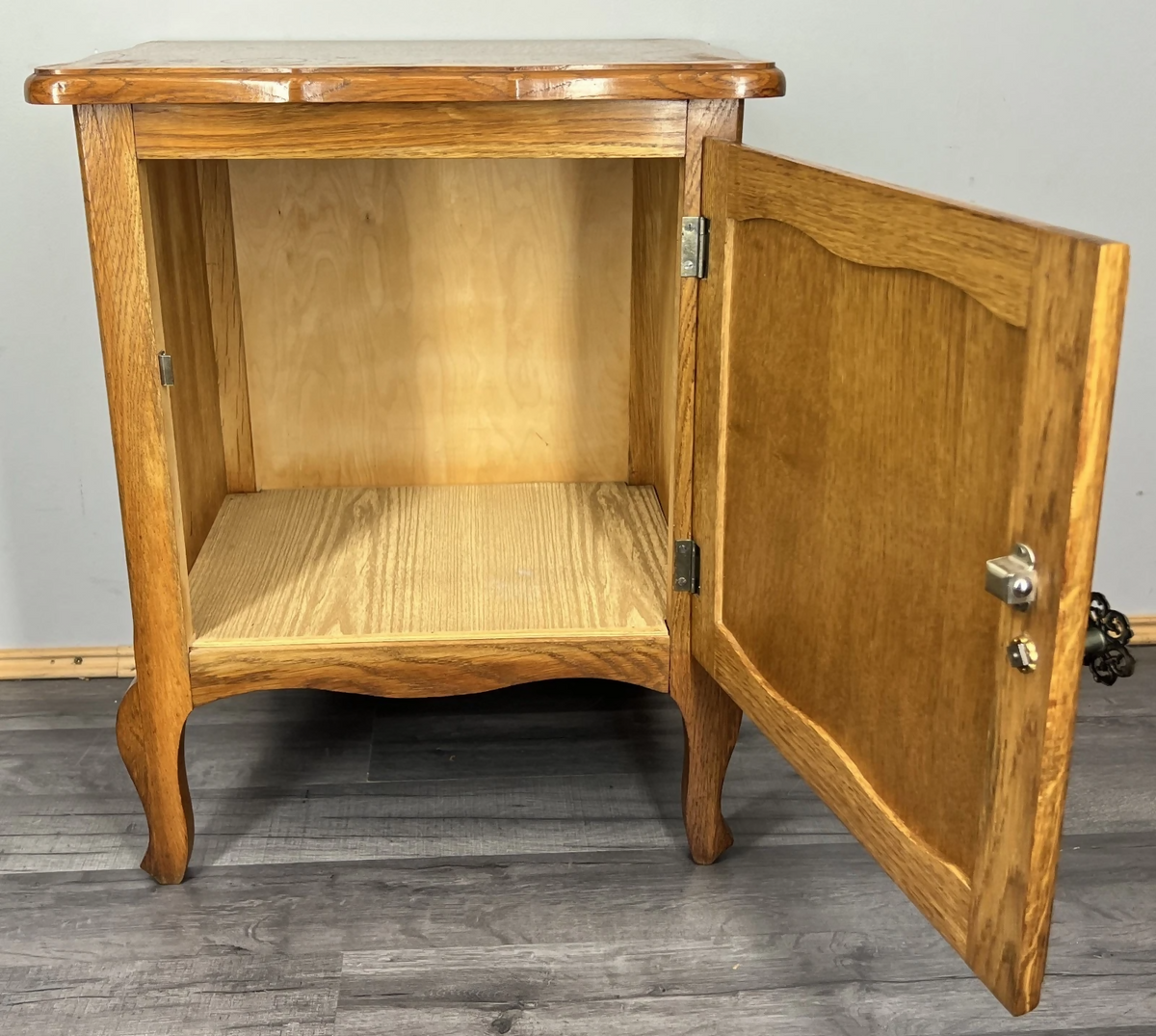 Bedside Table Vintage French Louis XVI Nightstand Oak Cabinet LOT 24299