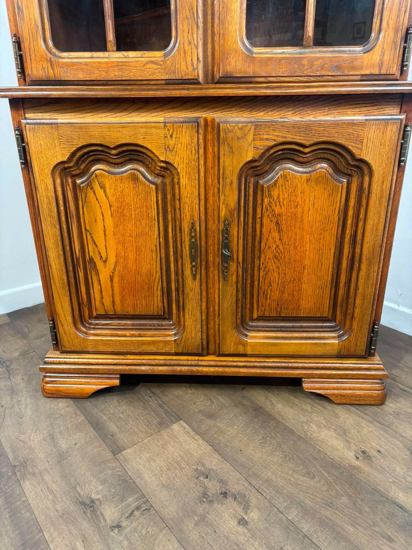 Modern Reproduction Glazed Oak Bookcase