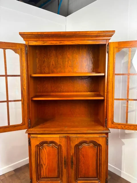Modern Reproduction Glazed Oak Bookcase