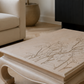 Vintage Refinished Solid Wood Coffee Table | Hand-Engraved Floral Design