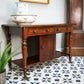 Victorian Mahogany Antique Side Table Wash Stand on Castors
