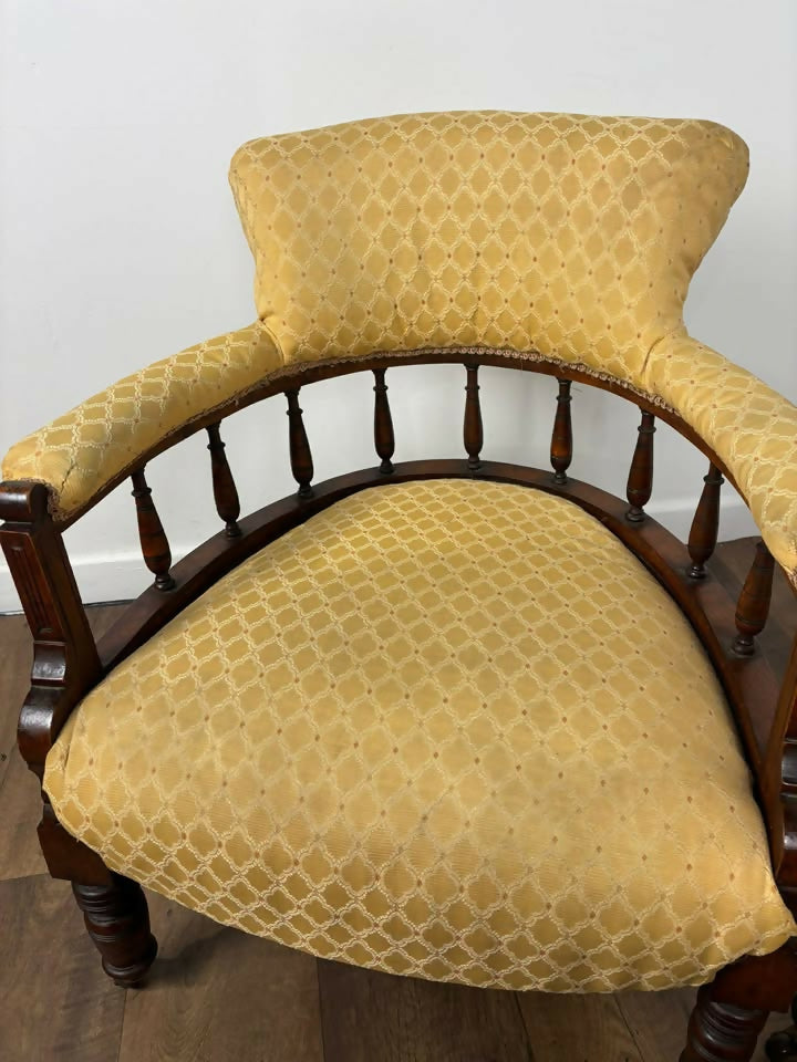 Pair of Edwardian Mahogany Upholstered Tub Chairs