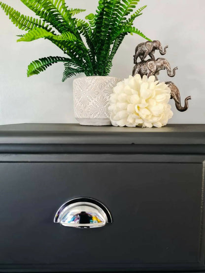 grey chest of drawers. Grey, bedroom furniture,tall boy