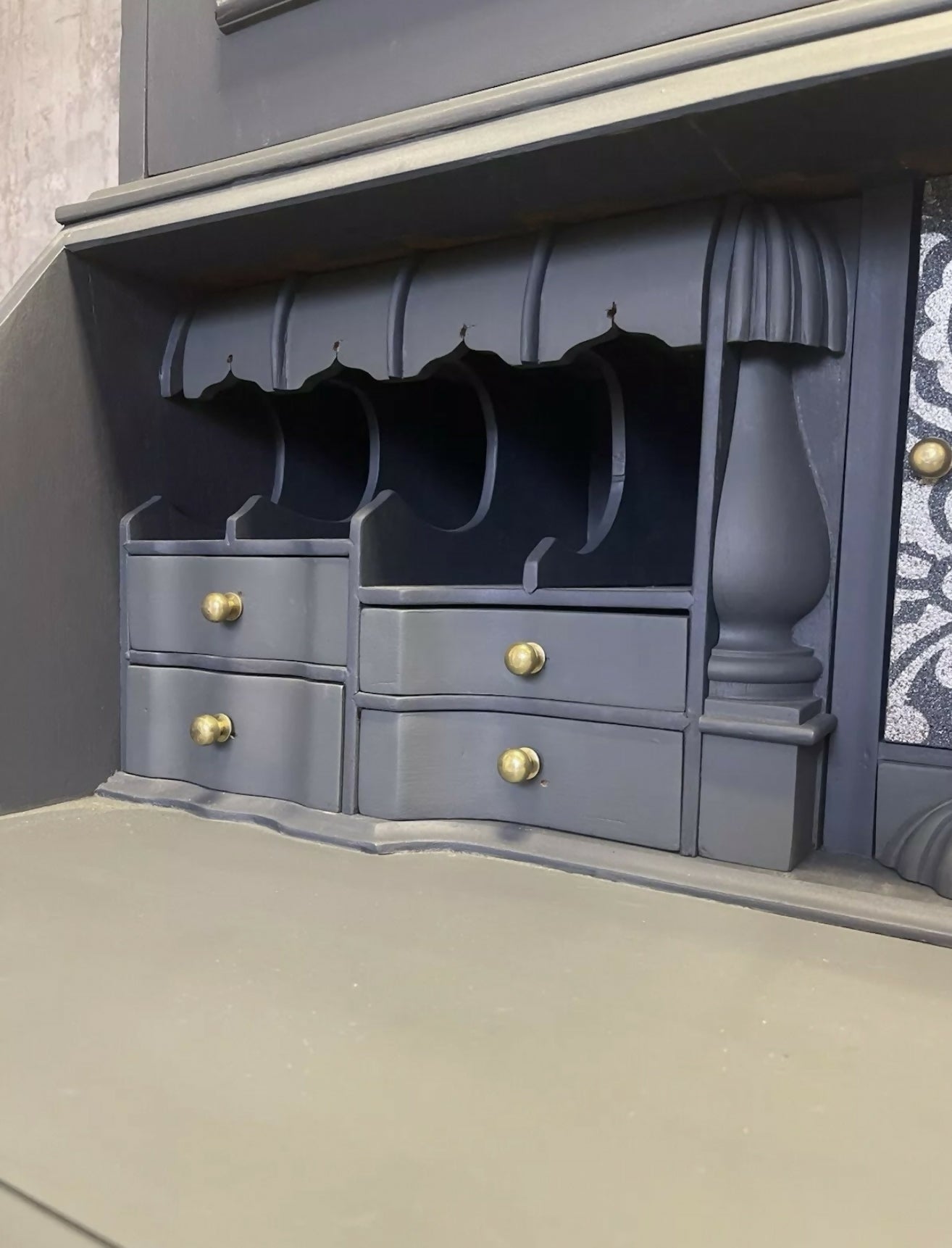 Writing Bureau with upper glass fronted Bookcsse