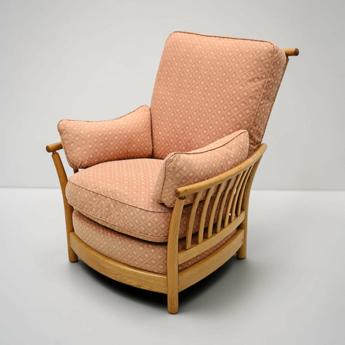 Ercol Piccola Easy Chair Light Orange Upholstery Light Finish FREE UK Delivery*