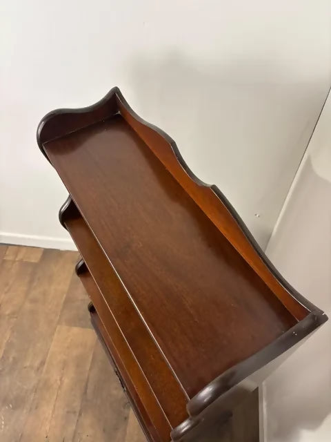 Vintage Mahogany Four Shelf Waterfall Bookcase
