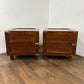 Pair of Campaign Style Hardwood Bedside Chests