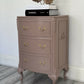 French Bedside Cabinets, Bedside Tables, Olympus, Chest Of Drawers Hand Painted In Damask, Dusty Pink