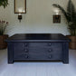 Large Black Painted Pine Late 20th Century Coffee TV Table Plan Chest Style