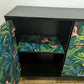 Contemporary Modern Sideboard Painted Black Tropical Bird Palm Tree Print. Sold Message For Commission