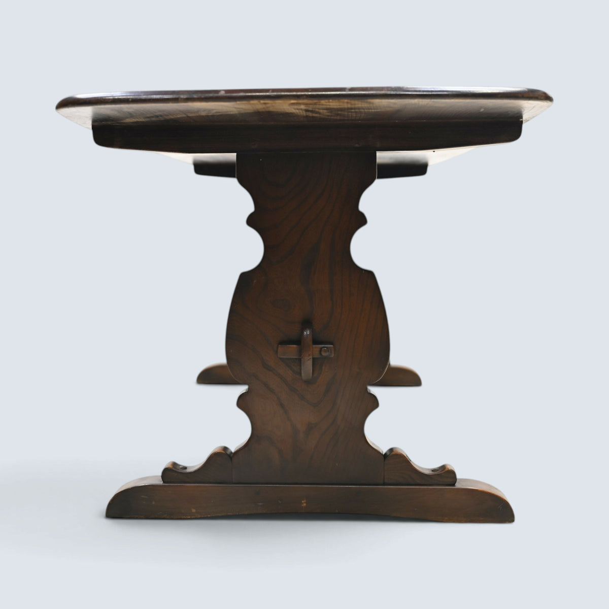 Ercol Plank Top Dining Table Solid Elm #419 Dark Finish Seat 8 FREE UK Delivery