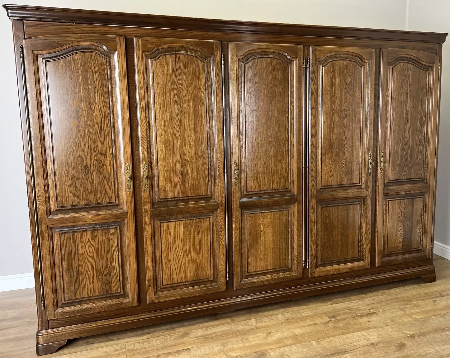 Wardrobe Vintage French Style Five Door Carved Armoire Cabinet LOT 6130