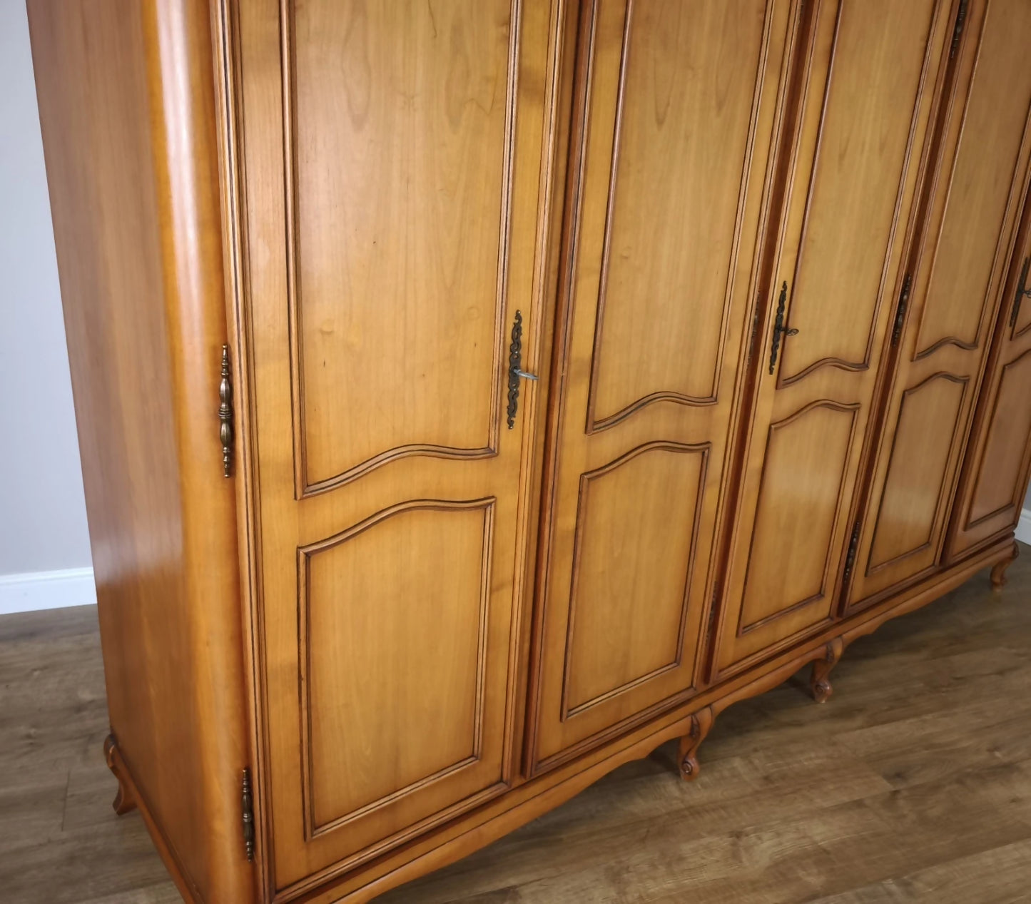 Wardrobe Vintage French Louis XVI Style Five Door Carved Armoire LOT 4990