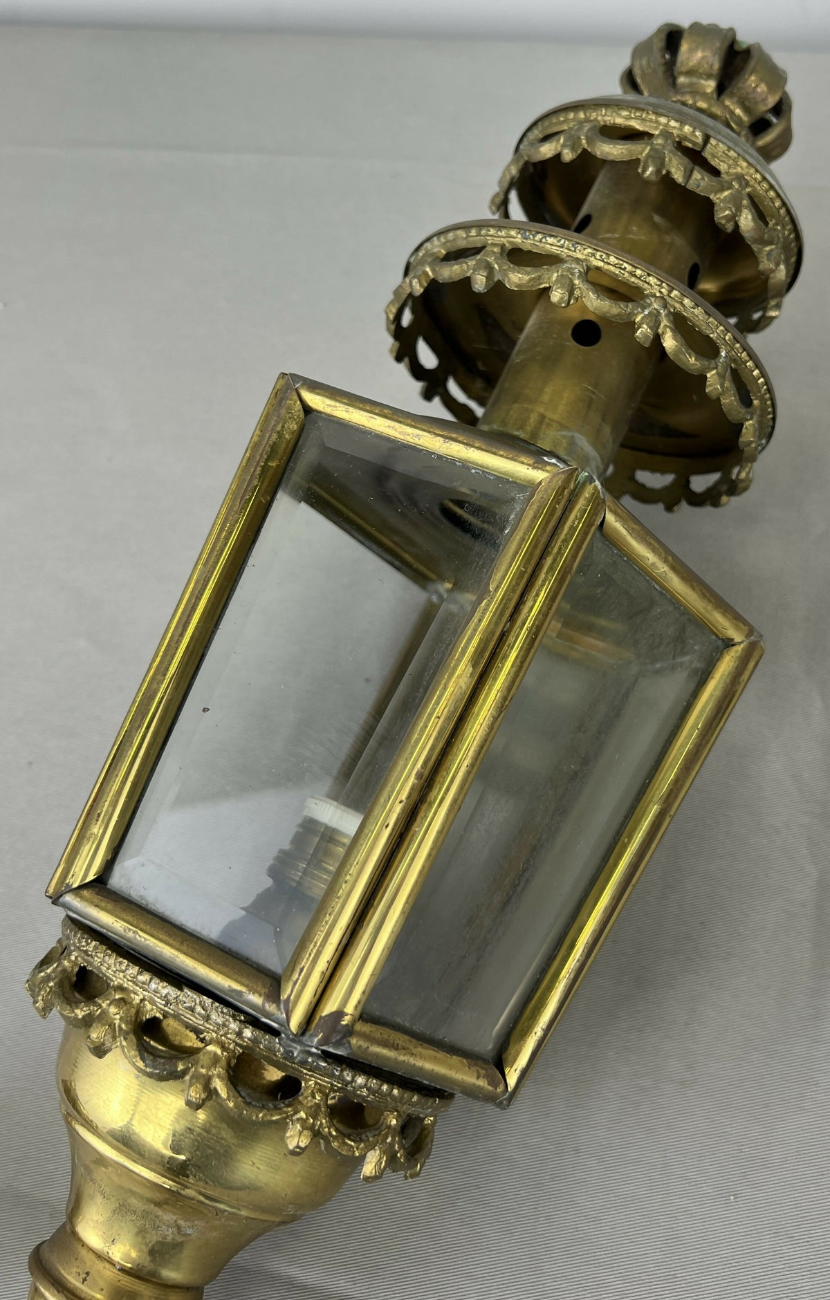 Pair of Wall Lights Antique French Style Lantern Sconces Glass LOT 6478