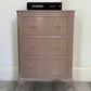 French Bedside Cabinets, Bedside Tables, Olympus, Chest Of Drawers Hand Painted In Damask, Dusty Pink