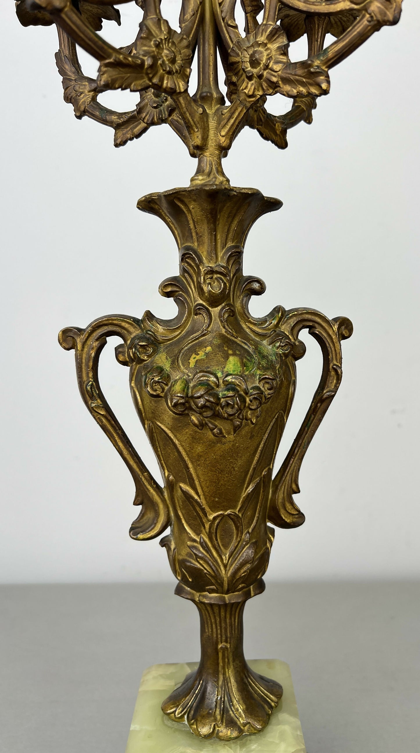 Candelabra Antique French Style Brass Marble Five Arm Candle Holder LOT 6488