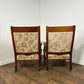 Pair of Victorian Carved Walnut Upholstered Library Armchairs