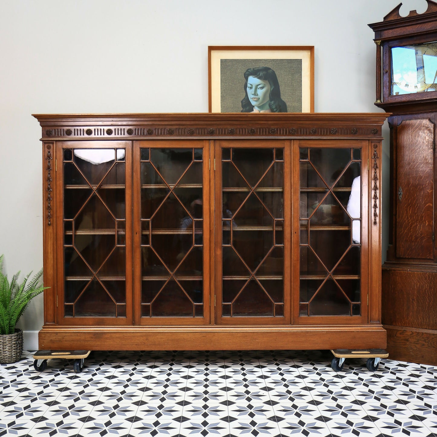 Howard and Sons Bookcase Astral Glazed Mahogany Early Twentieth Century