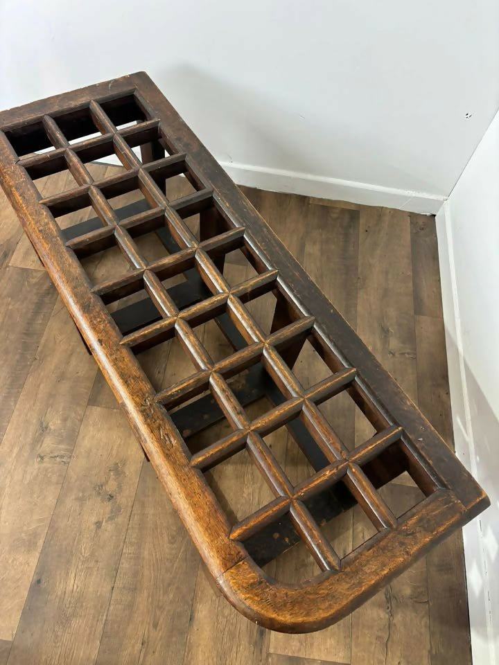 Edwardian Oak Luggage Stand / Hall Bench