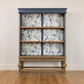 Vintage Open Bookcase | Upcycled Display Cabinet | Blue Botanical Shelving Unit | Hand Painted Furniture
