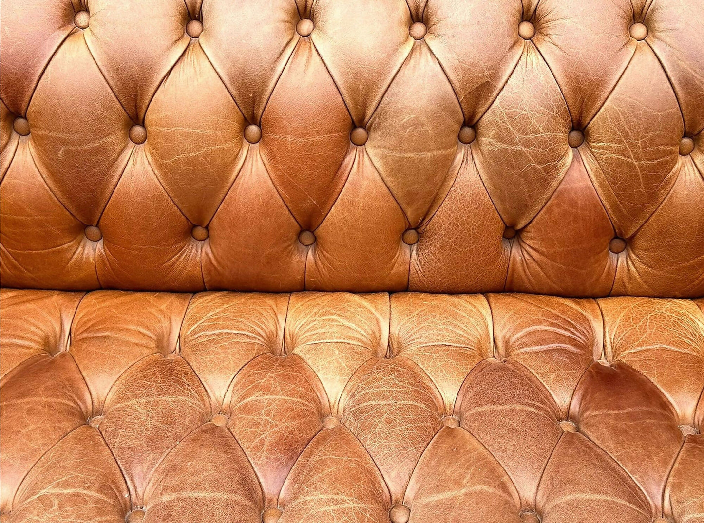 English Fully Buttoned Leather Chesterfield Sofa