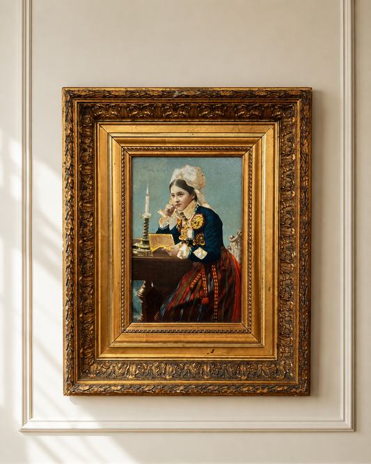 Painting Vintage French Style Portrait Ornate Decorative Frame LOT 6417