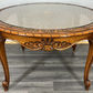 Coffee Table Vintage French Louis XIV Glass Top Ornate Cane Round Table LOT 3941