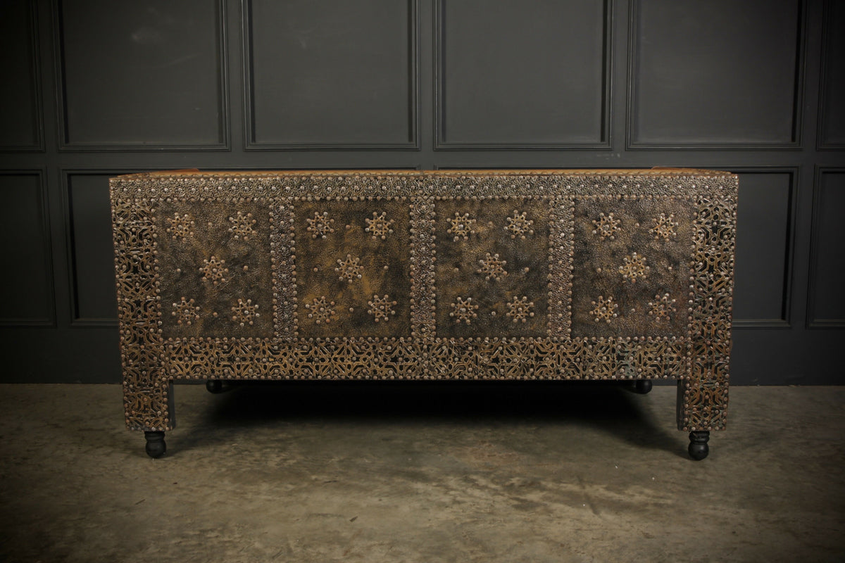 Moroccan Embossed Metal & Leather Sofa