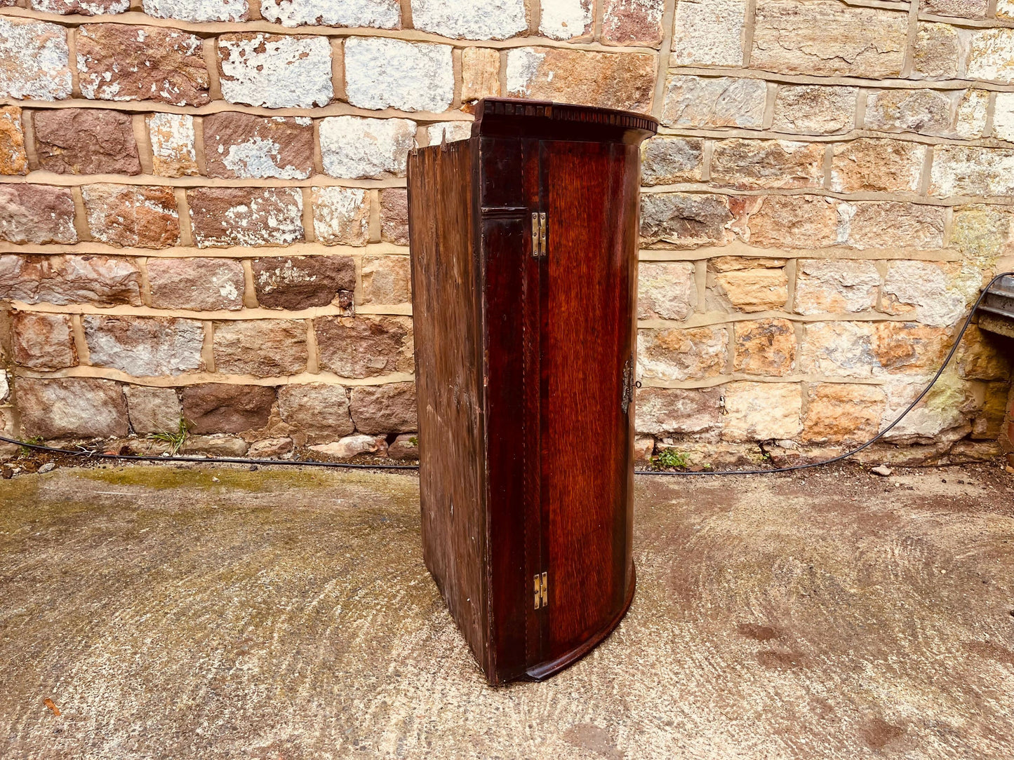 Antique Bow Front Corner Cupboard | Victorian Solid Wood Cabinet | Original Patina | Period Storage