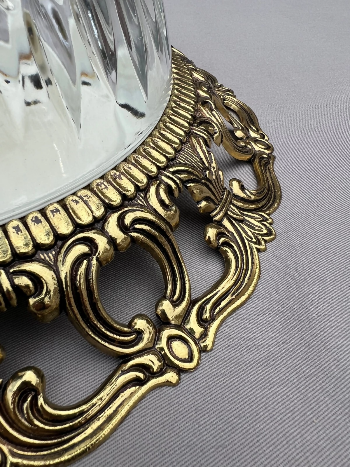 Ceiling Lamp Vintage French Brass Pressed Crystal Pendant Chandelier LOT 6000