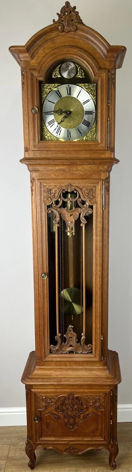 Grandfather Clock Vintage French Louis Style Oak Decorative Clock LOT 4880