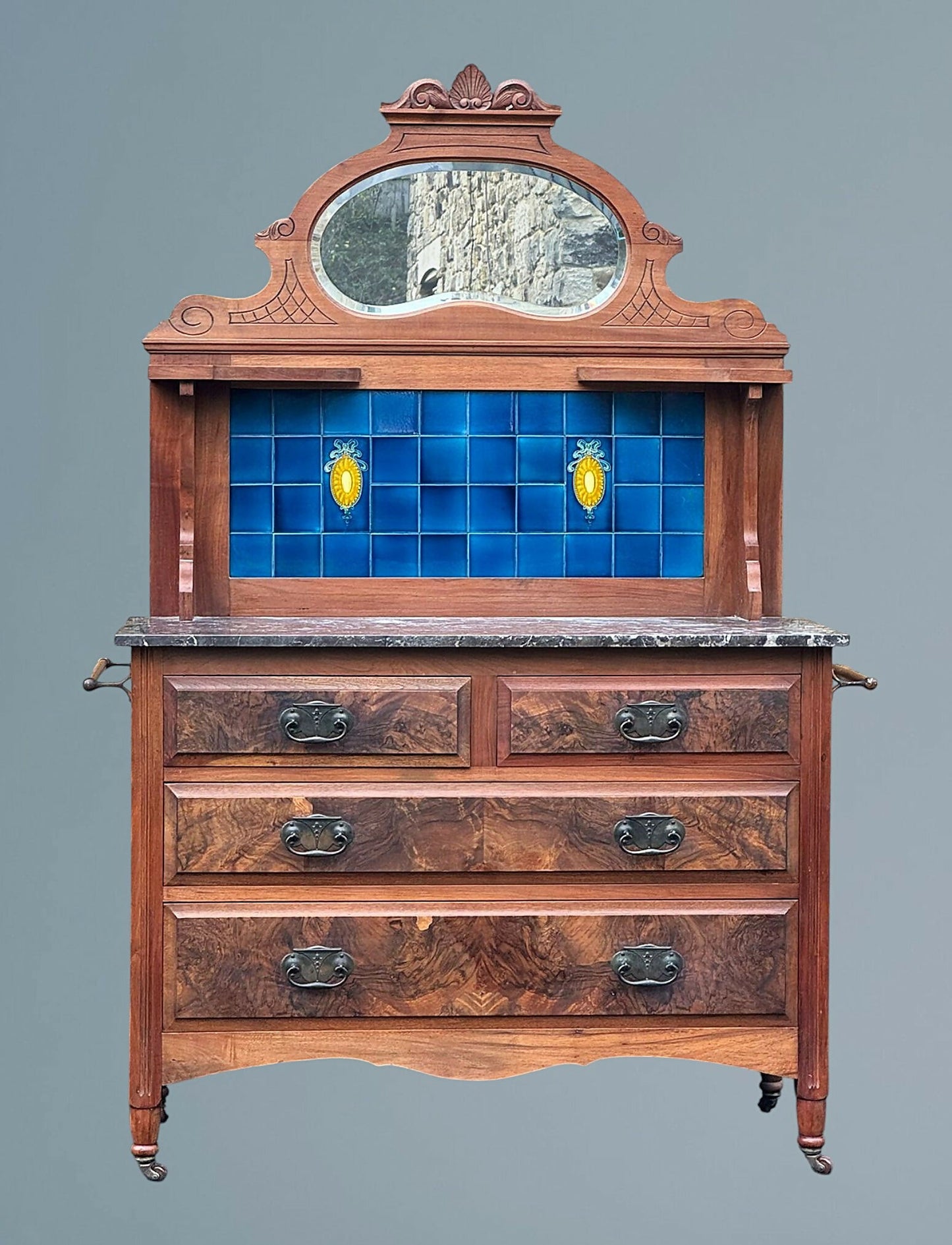 Edwardian Walnut Marble Top Washstand