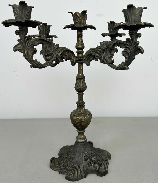 Candelabra Vintage French Style Metal Five Arm Ornate Candle Holder LOT 6424