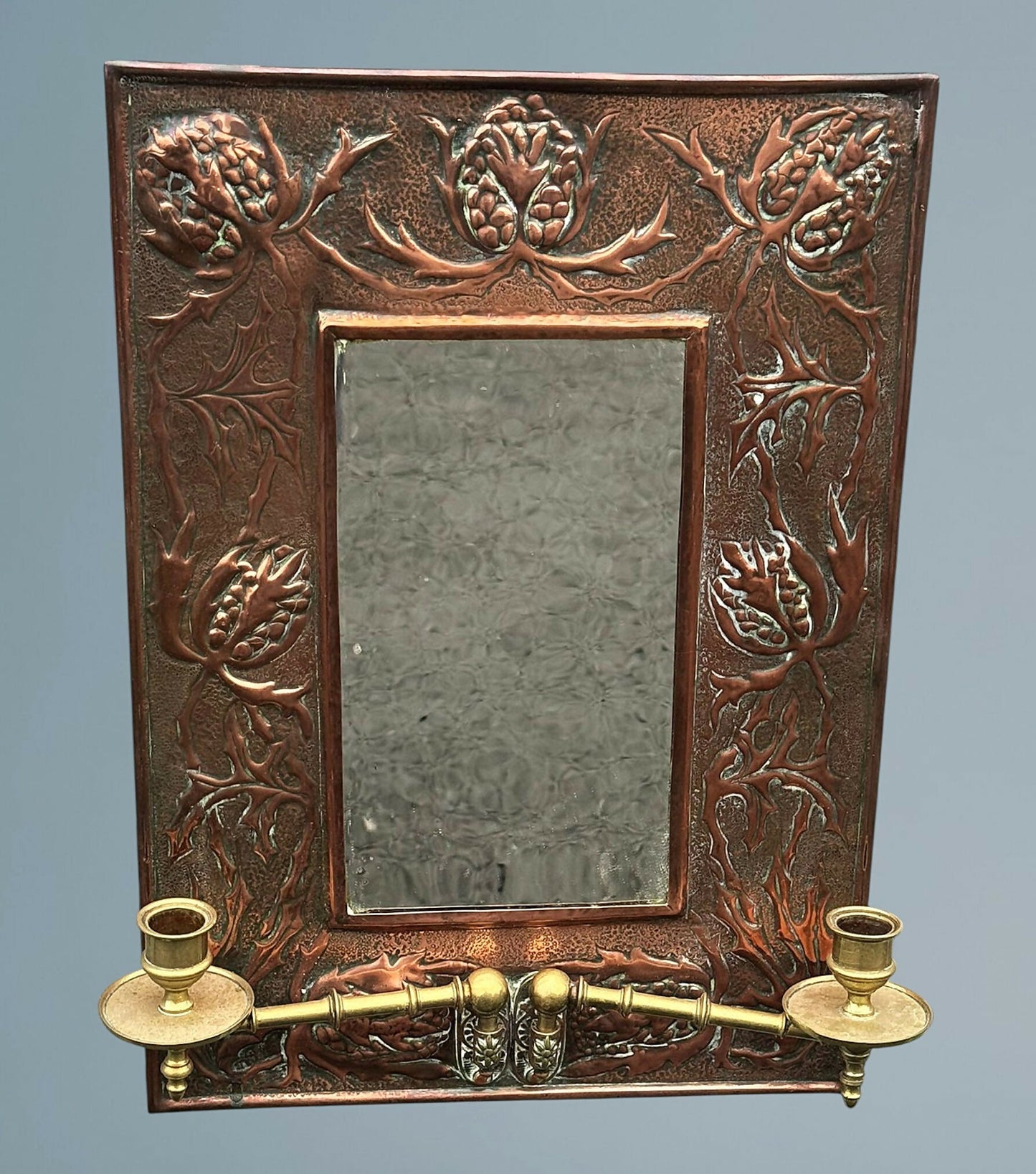 Art Nouveau Copper and Brass Mirror