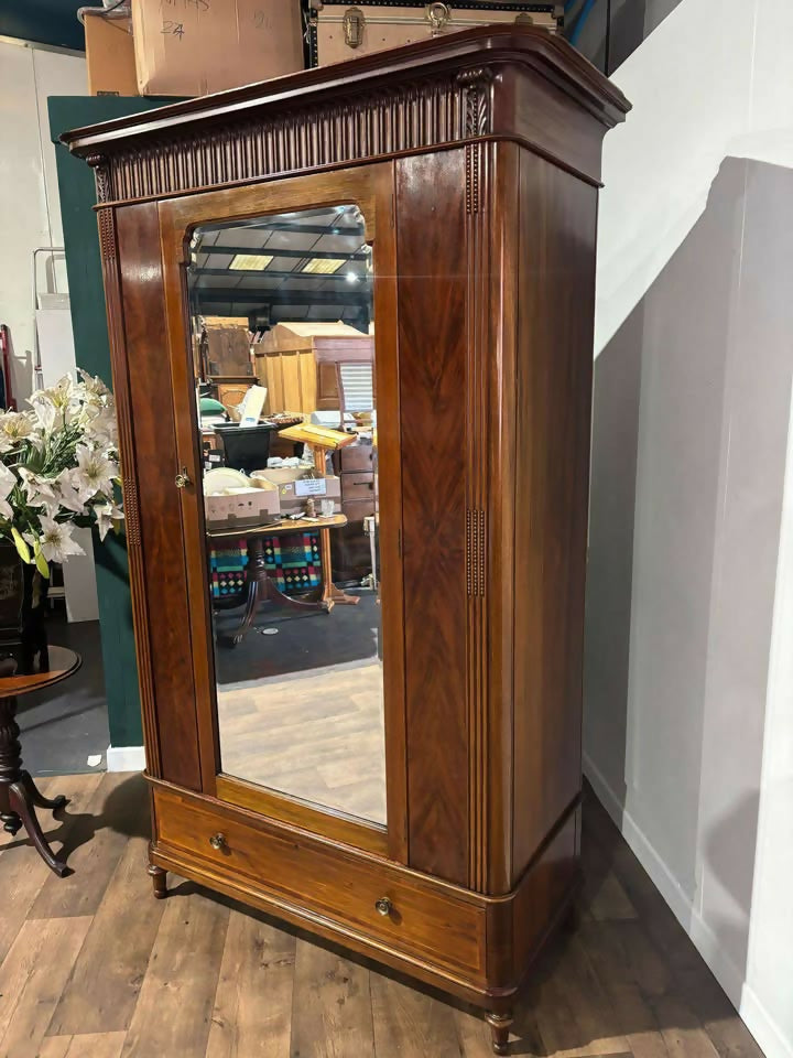 Antique Continental Walnut & Mahogany Wardrobe0