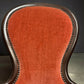 Antique Victorian Slipper Chair, Mahogany Frame, Rust Upholstery, Nursing Accent Furniture