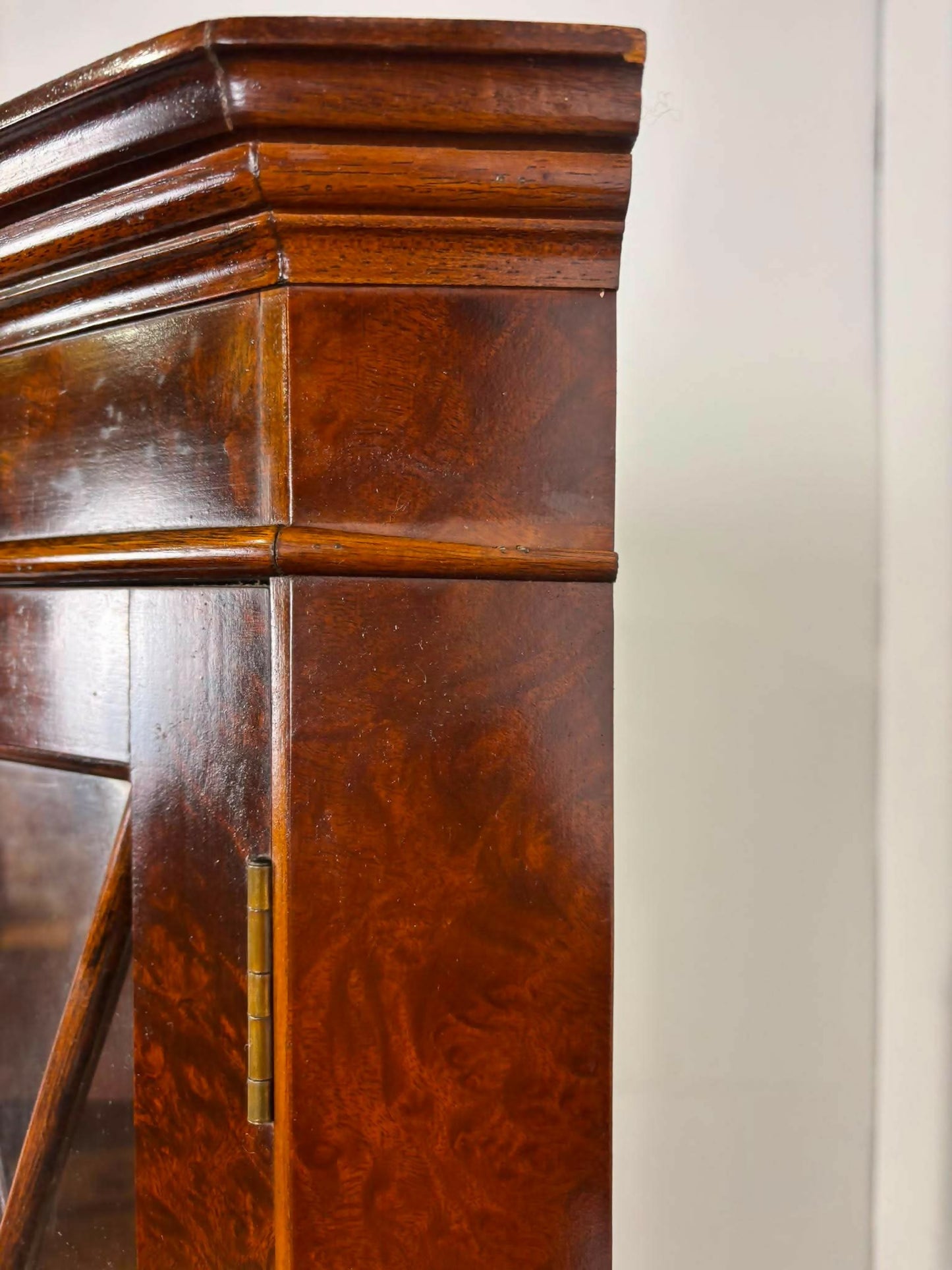 Reproduction Walnut Glazed Corner Display Cabinet