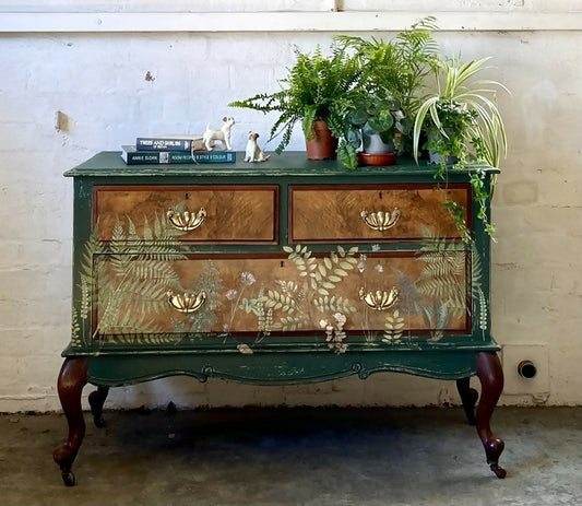 Chest of Drawers Green Botanical style