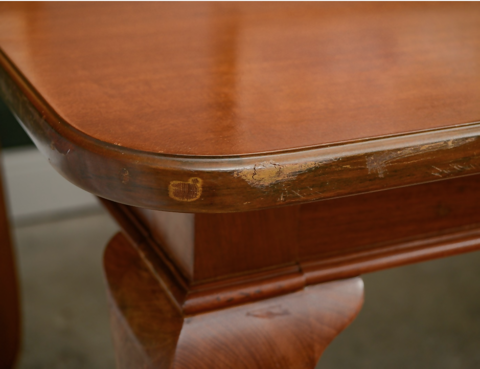 7.5 ft Solid Mahogany Dining Table - 8 Seater - Rectangular - Queen Anne Style