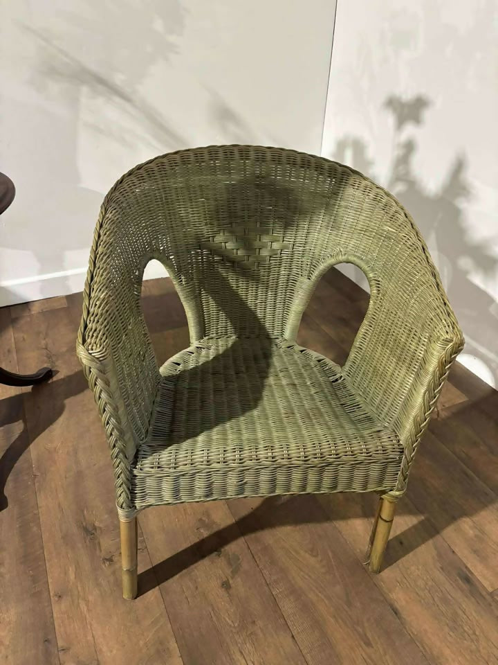 Vintage Green Wicker Chair