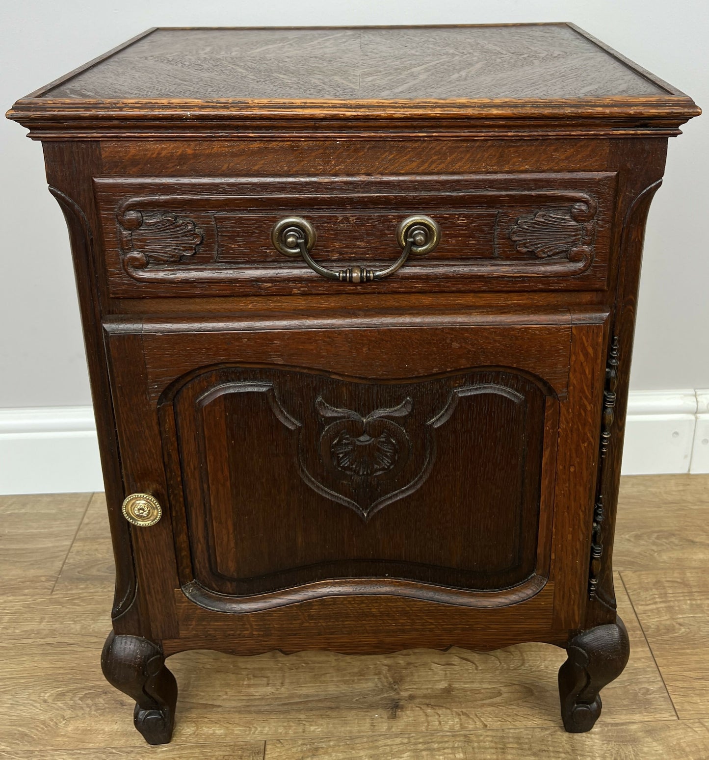 Bedside Table Vintage French Louis XVI Oak Cabinet Cupboard Nightstand LOT 6233