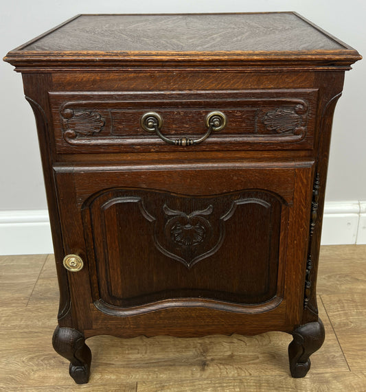 Bedside Table Vintage French Louis XVI Oak Cabinet Cupboard Nightstand LOT 6233